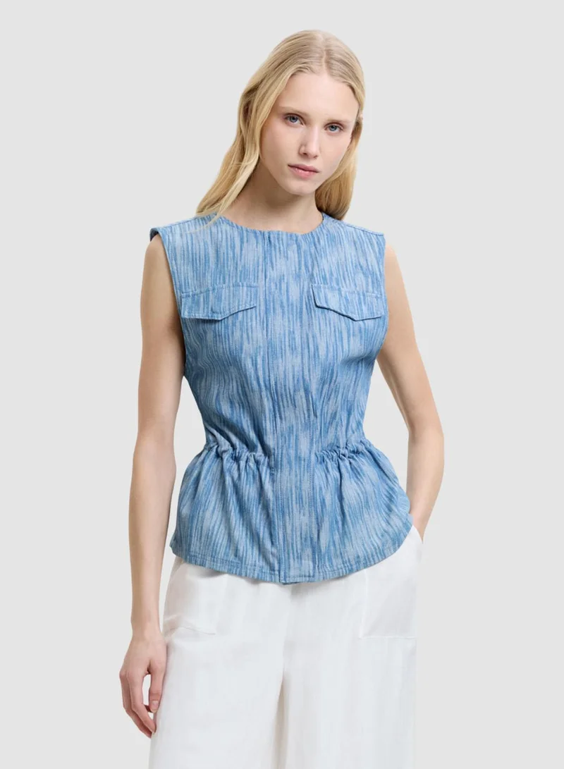 فرنش كونكشن Bessie Textured Denim Waistcoat